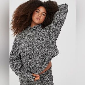 Offline by Aerie Snowday Mock Neck Black White Speckled Knit Pullover Sweater S